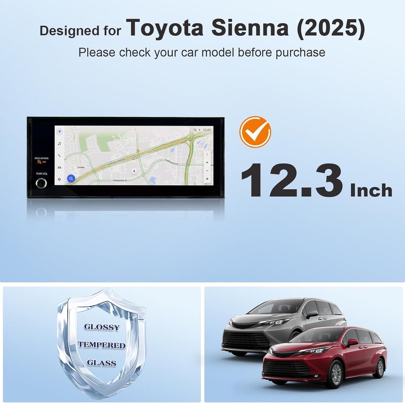 BSTW for 2025 Toyota Sienna Screen Protector for 2025 Sienna XLE/XSE/Woodland Edition/Limited/Platinum 12.3" Display for Toyota Sienna Accessories Tempered Glass Protective Film (Sienna 12.3-In HD) - Image 3